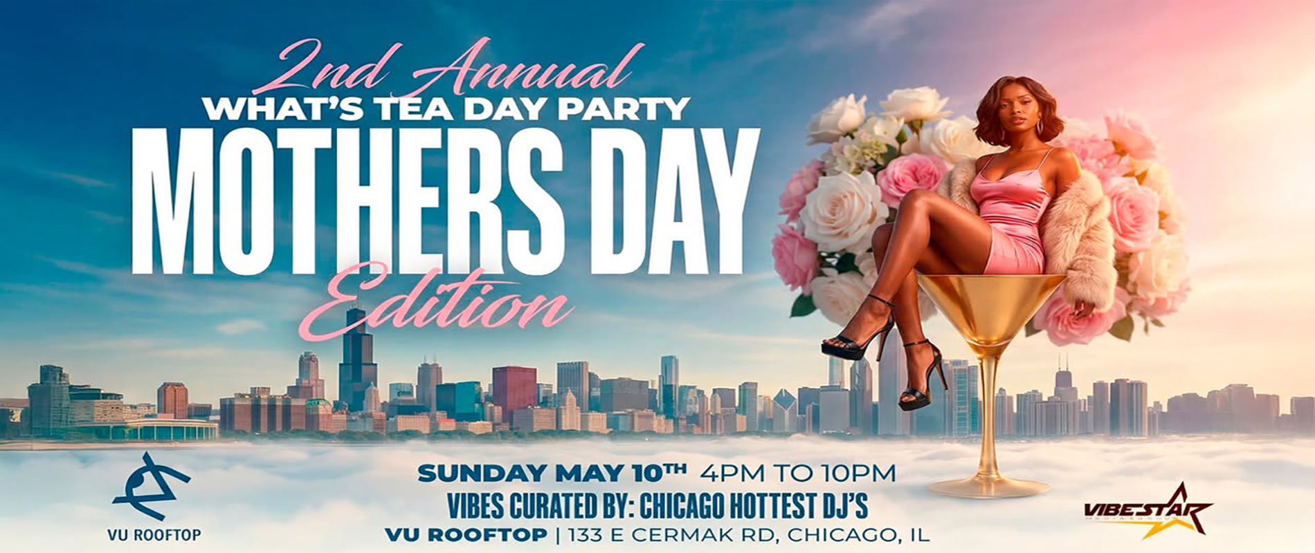 2nd Annual What’s Tea Mother’s Day Day Party Chicago rooftop event flyer